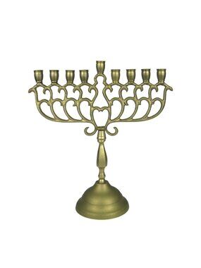 Vintage Brass Menorah Candle Holder 8 in Tall Hanukkah Judaica 9 Branch
